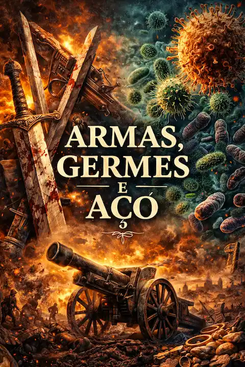 Capa do livro Armas, Germes e Aço: Os Destinos das Sociedades Humanas, de Jared Diamond